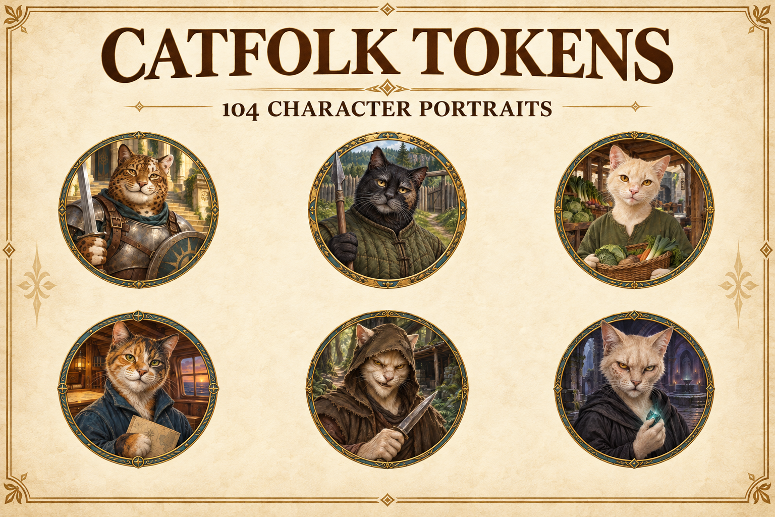 Aperçu du produit Tokens de personnages catfolk 1