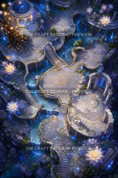 Comet Lily Terraces battlemap preview