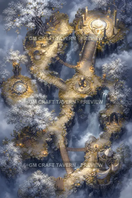 Cloud Orchard Sanctuary battlemap preview