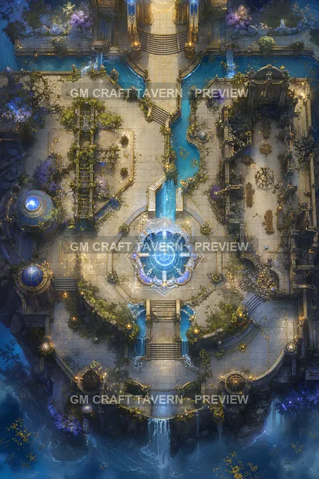 Astral Fountain Quadrangle battlemap preview