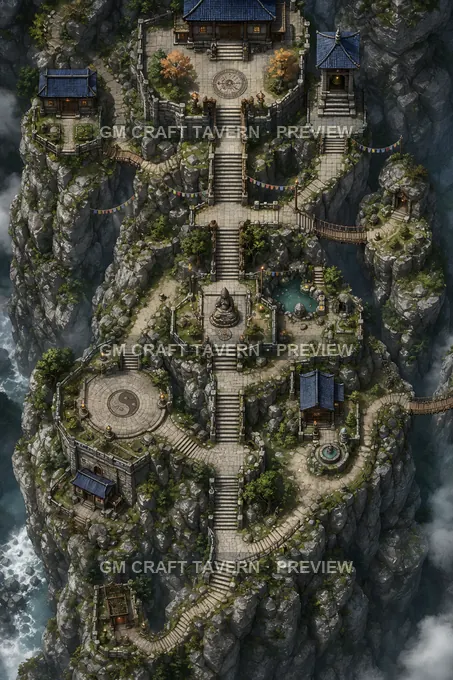 Mountain Shrine Stairway With Rest Platforms battlemap preview