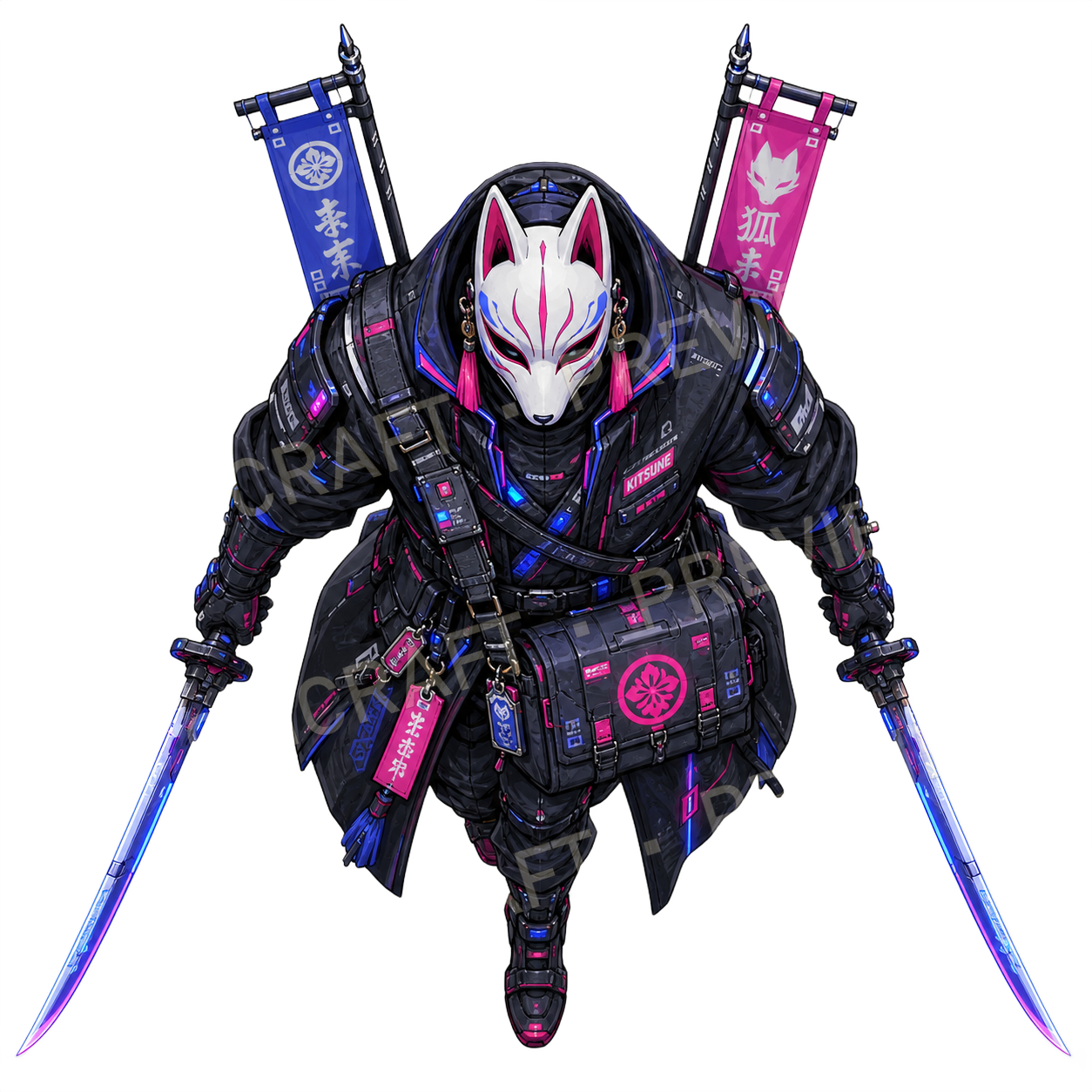 Aperçu du token vu du dessus de l’agent kitsune masqué 01