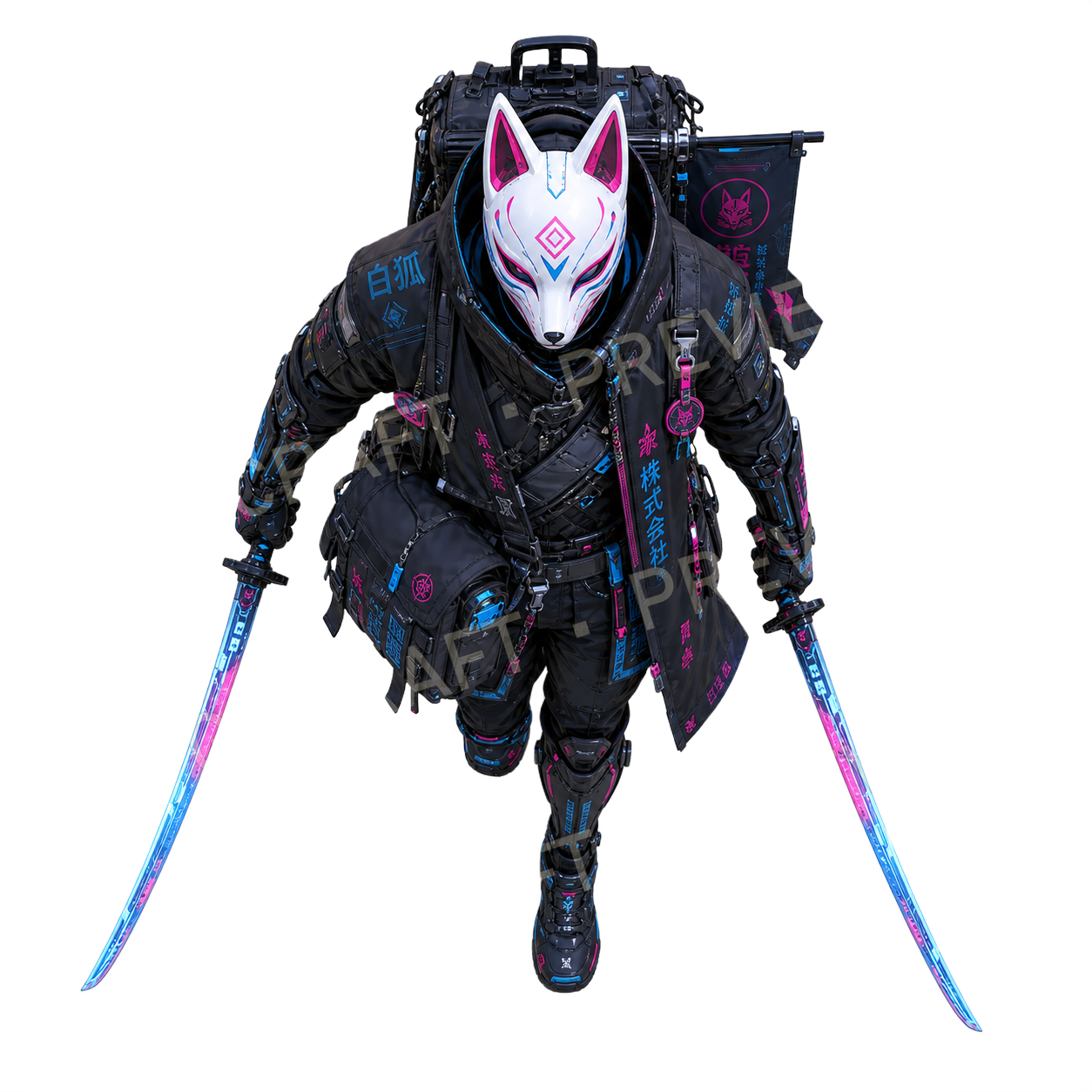 Aperçu du token vu du dessus de l’agent kitsune masqué 02