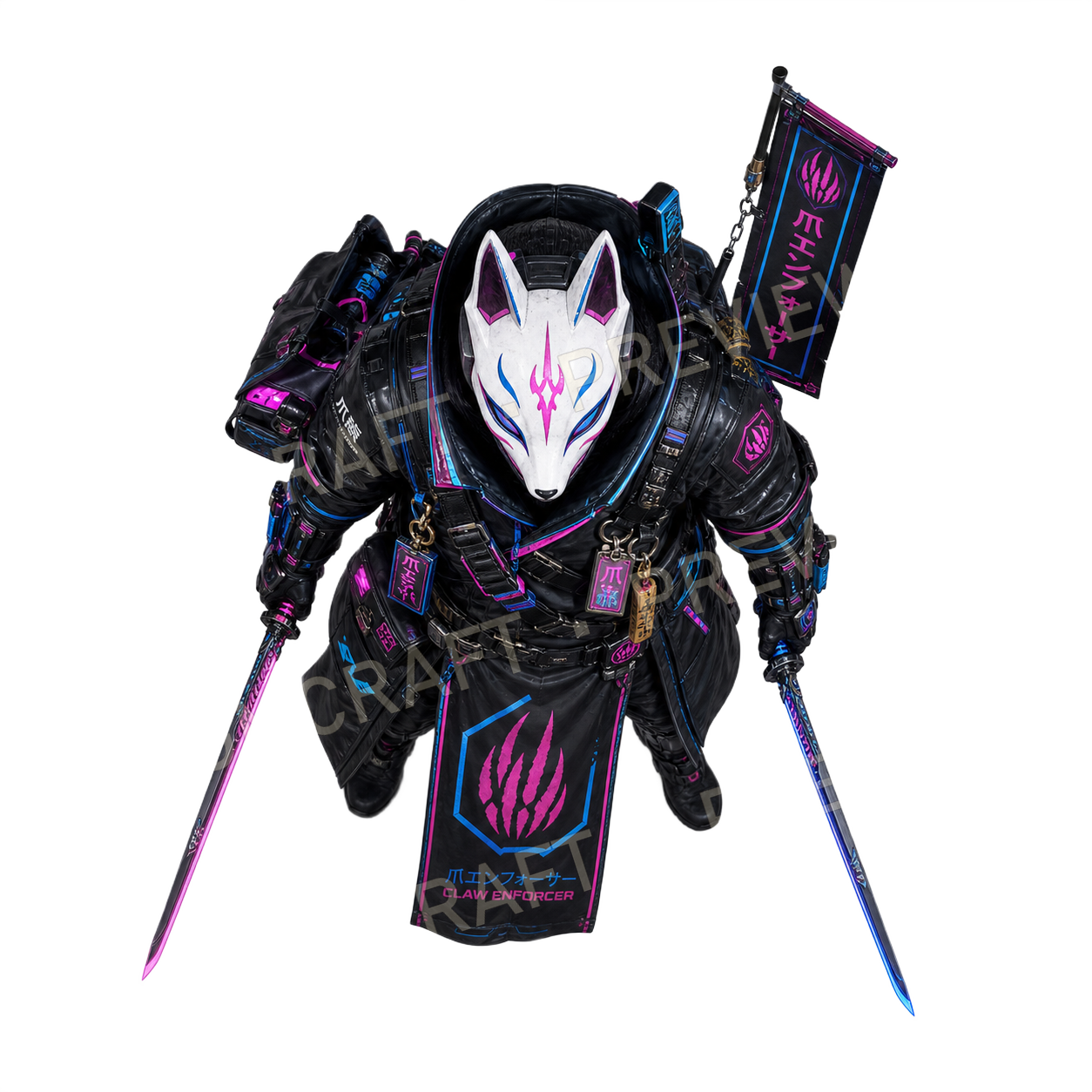 Aperçu du token vu du dessus de l’agent kitsune masqué 03