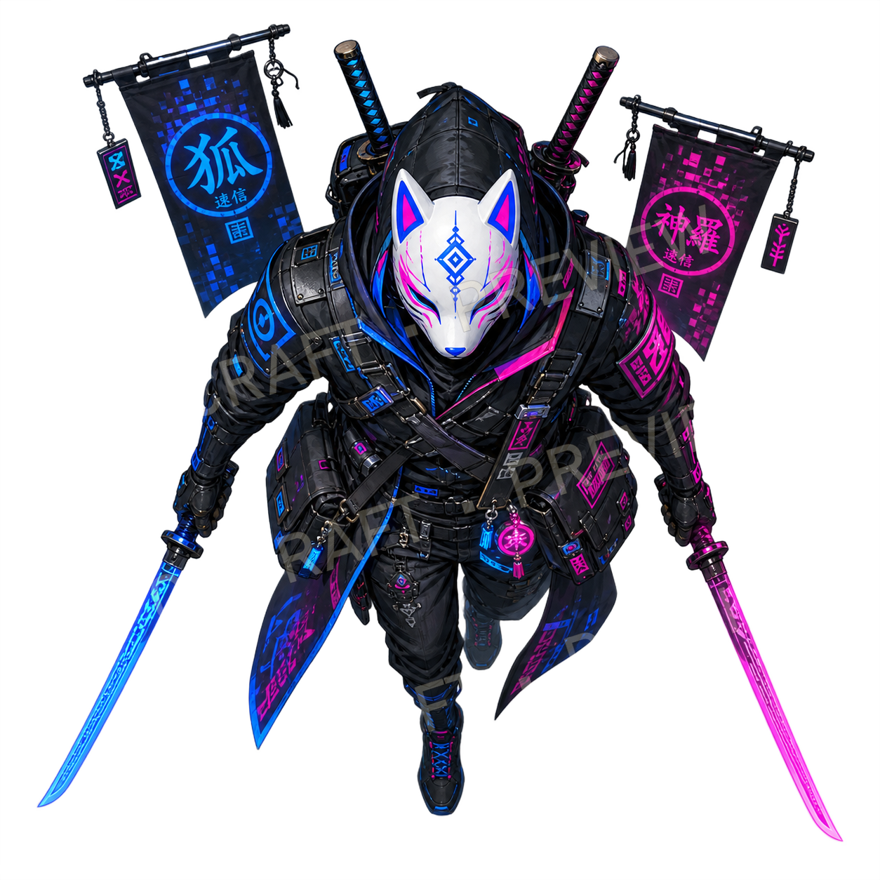 Aperçu du token vu du dessus de l’agent kitsune masqué 05