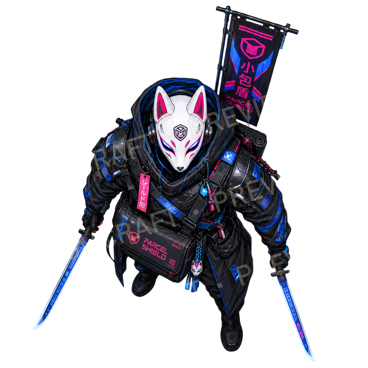 Aperçu du token vu du dessus de l’agent kitsune masqué 06