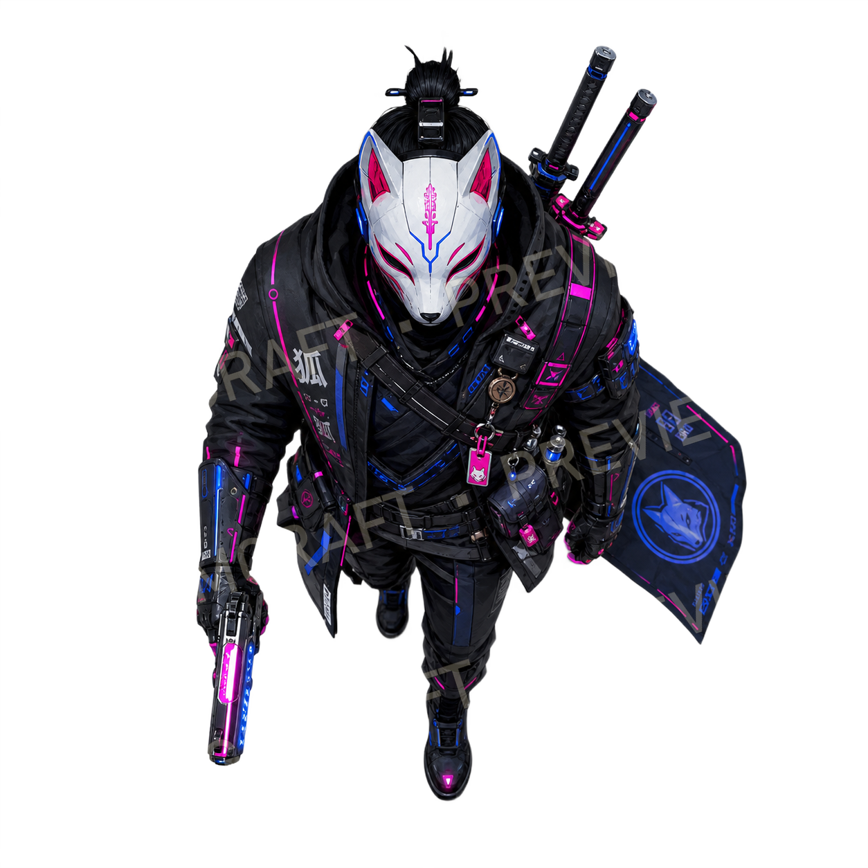 Aperçu du token vu du dessus de l’agent kitsune masqué 13
