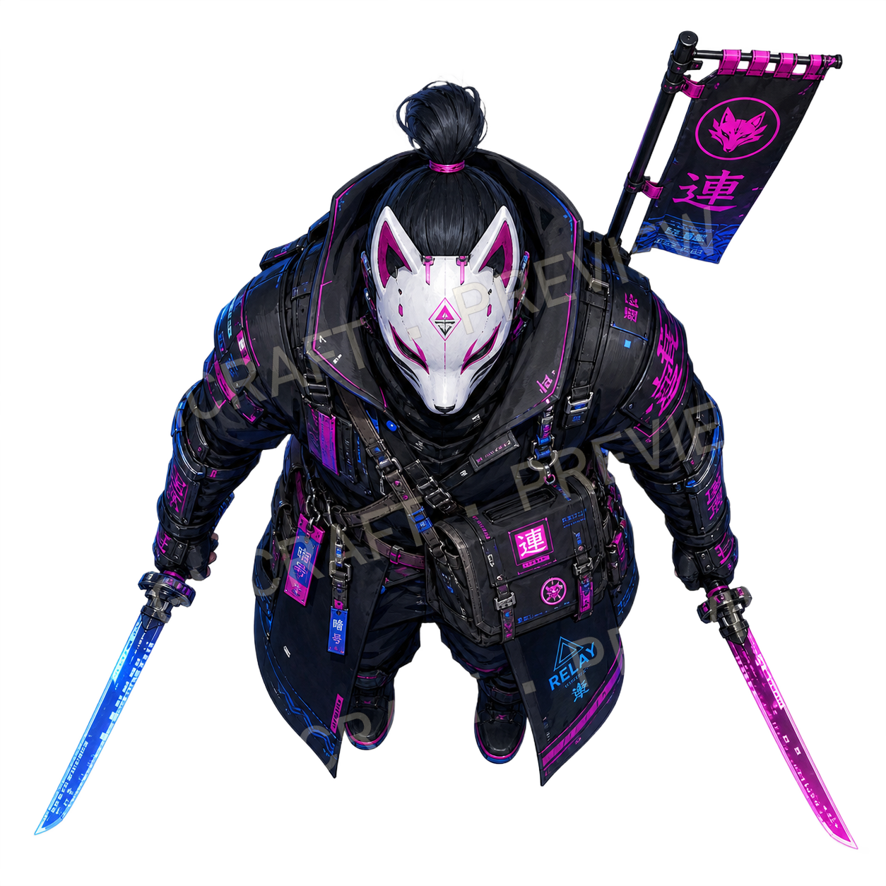 Aperçu du token vu du dessus de l’agent kitsune masqué 14
