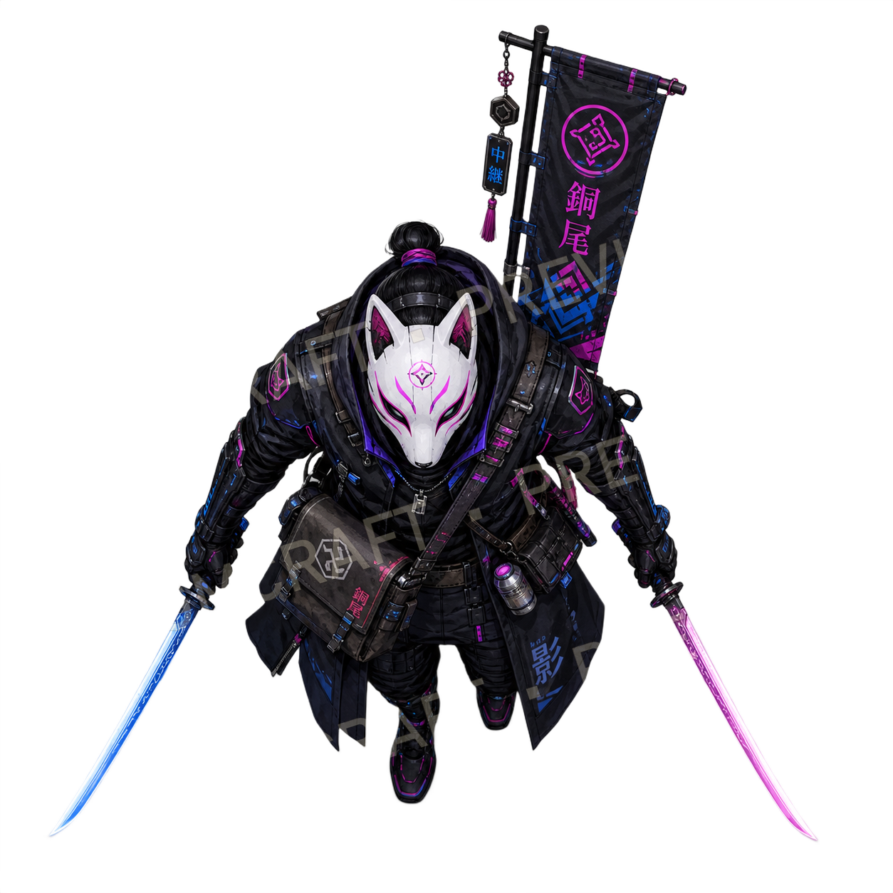 Aperçu du token vu du dessus de l’agent kitsune masqué 16