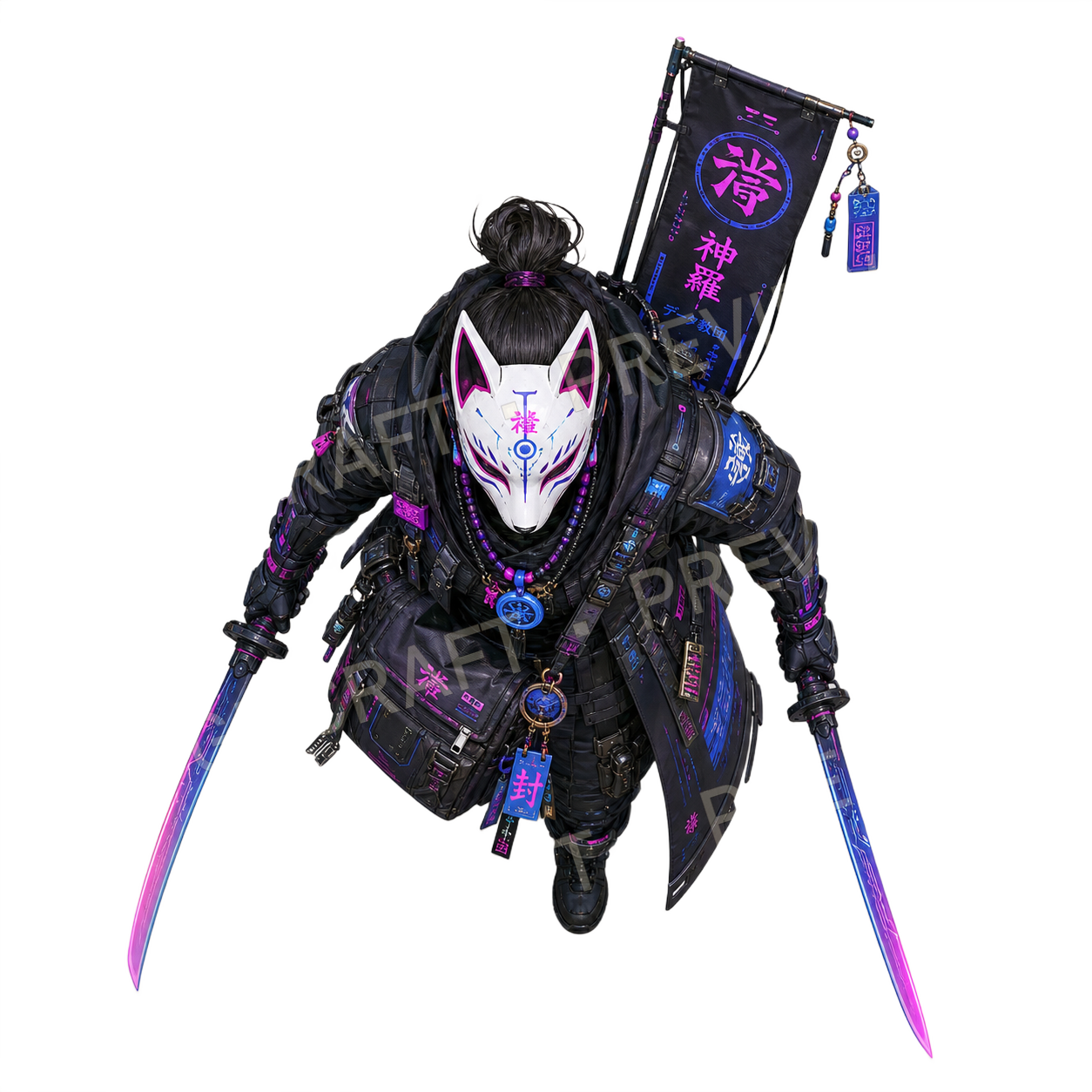 Aperçu du token vu du dessus de l’agent kitsune masqué 17