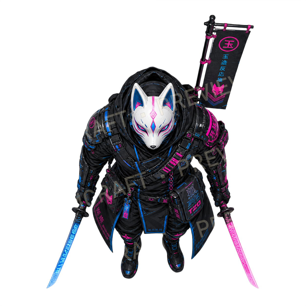 Aperçu du token vu du dessus de l’agent kitsune masqué 18