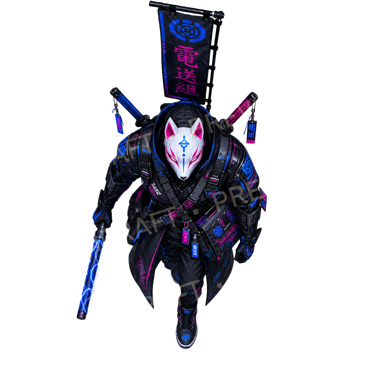 Aperçu du token vu du dessus de l’agent kitsune masqué 20