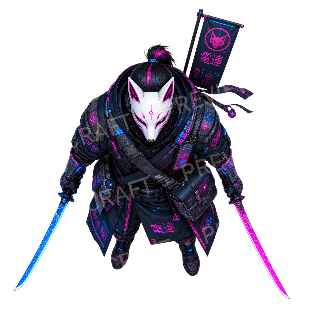 Aperçu du token vu du dessus de l’agent kitsune masqué 22
