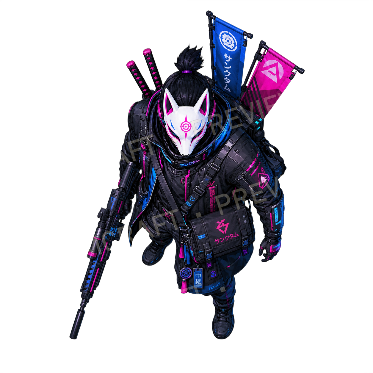 Aperçu du token vu du dessus de l’agent kitsune masqué 24
