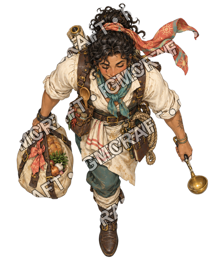 Pirate Ocean 0659 Aperçu du token vu du dessus d’intendant cuisinier vétéran jovial