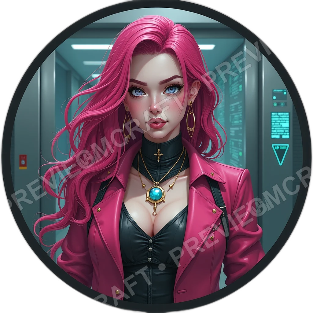 Boardroom Empress, Female, Silk Neural Collar, Microprojector Brooch, Private Elevator Token, Corpo Execs, ,Senior Age Old Person,1.8,, ,Overweight Bu 0001 top-down token preview