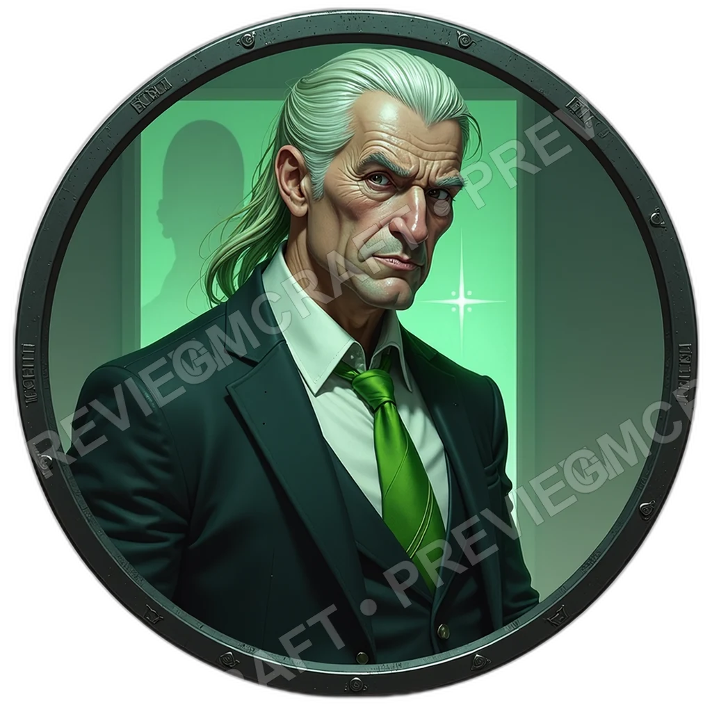 Boardroom Titan, Male, Skullcap Neural Interface, Silk Tie Holo Projector, Ivory Cane Data Blade, Composed Stare, Corpo Execs, ,Senior Age Old Person, 0001 top-down token preview
