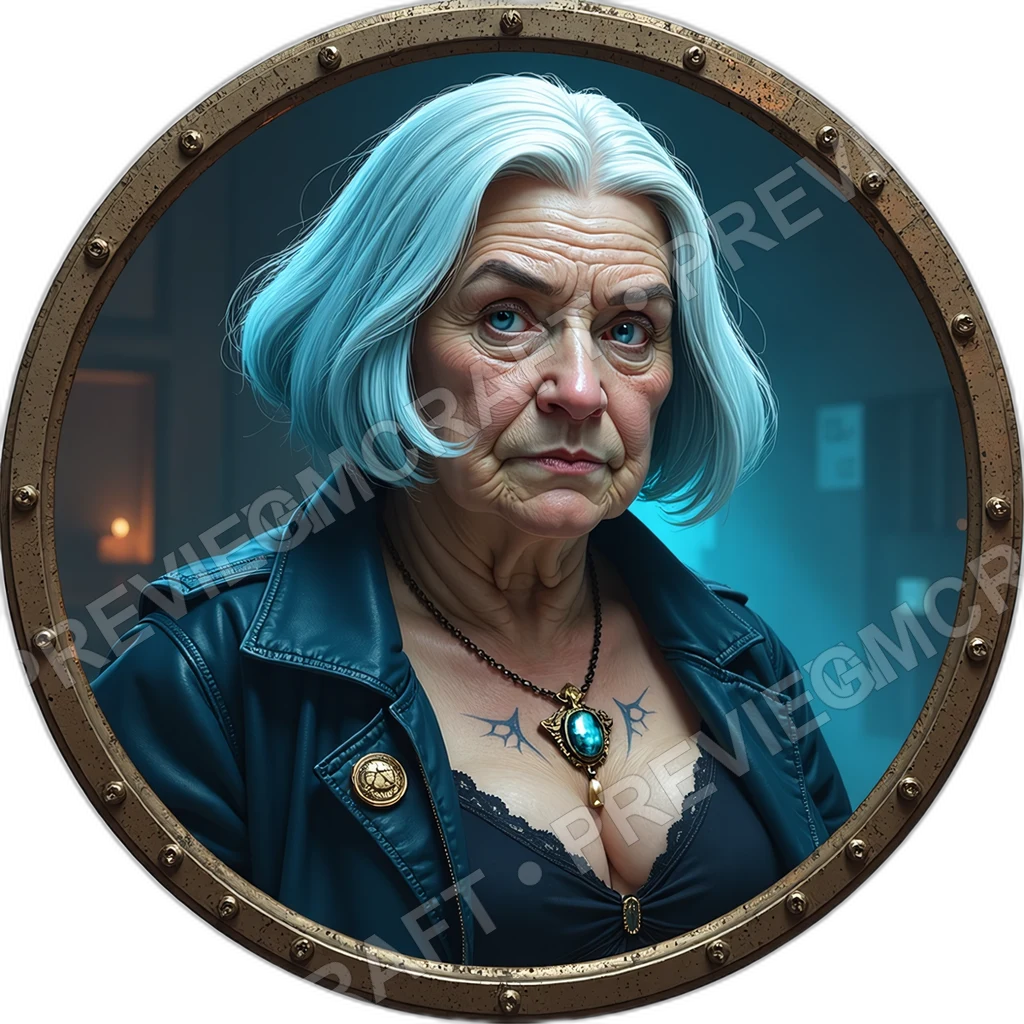 Silk Parlor Director, Female, Neural Cuff Brooch, Private Handshake Chip, Perfume Data Plume, Executive Shuttle Tag, Corpo Execs, ,Elder Very Old Pers 0002 top-down token preview