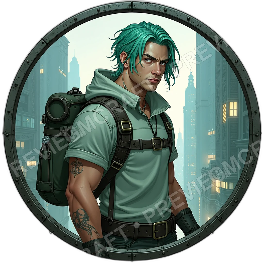 Zipline Courier, Male, Foldaway Tether Harness, Parcel Compression Pouch, Gps Ink Wrist, Couriers Runners, ,Middle,Aged Adult,1.8,, ,Stocky Build,1.8, 0001 top-down token preview