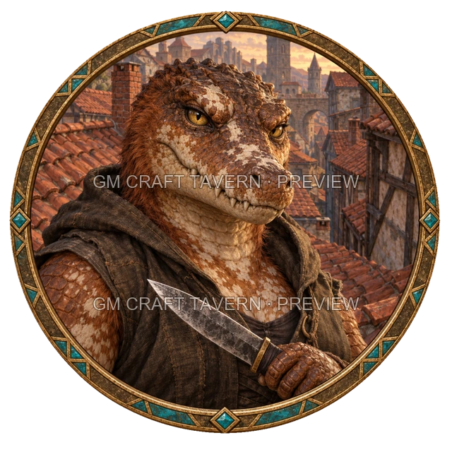 Aperçu du token vu du dessus de Grom Duskford - Roublard