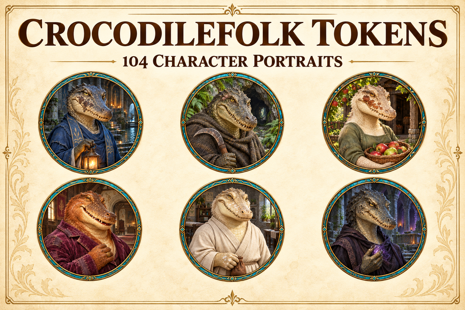Aperçu du produit Tokens de personnages crocodiliens 1