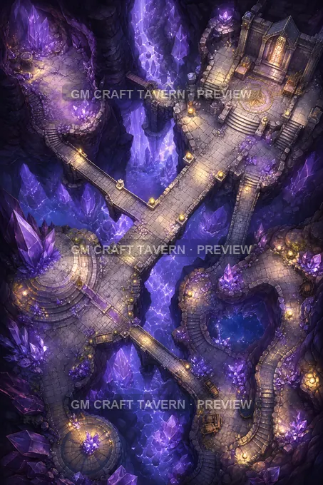 Amethyst Bridge Cavern battlemap preview