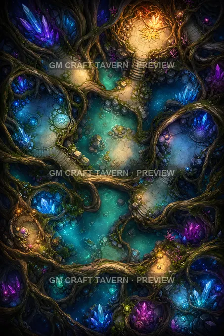 Crystal Root Undercroft battlemap preview