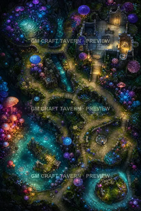 Opal Mushroom Sanctuary battlemap preview