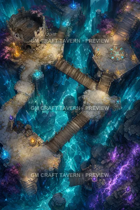 Dragon Glass Chasm Crossing battlemap preview
