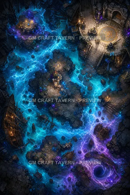 Mana Tide Sea Cavern battlemap preview