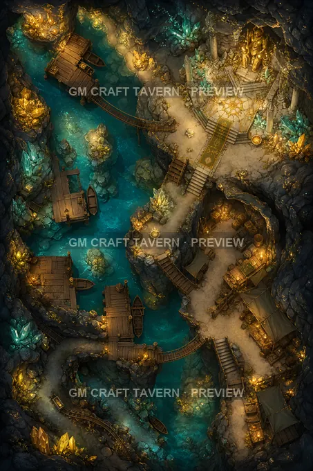 Golden Beryl Smugglers Grotto battlemap preview