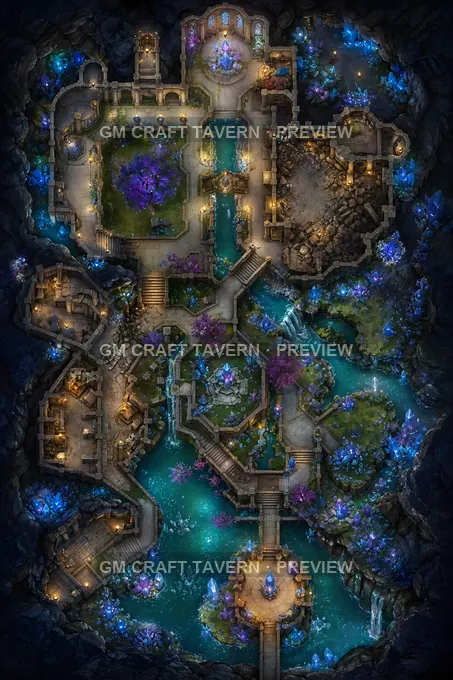 Crystal Garden Monastery battlemap preview