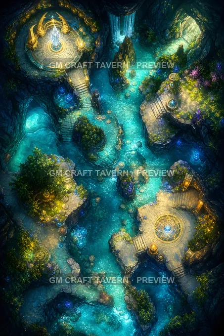 Aquamarine Labyrinth Grotto battlemap preview