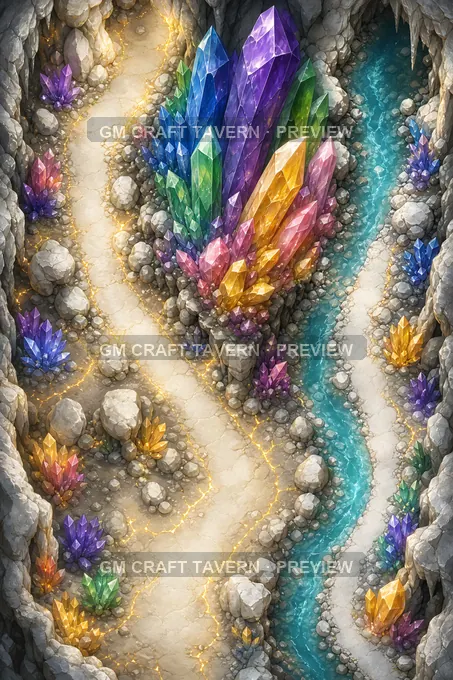 Crystal Caves And Prismatic Grottoes Split Trail battlemap preview