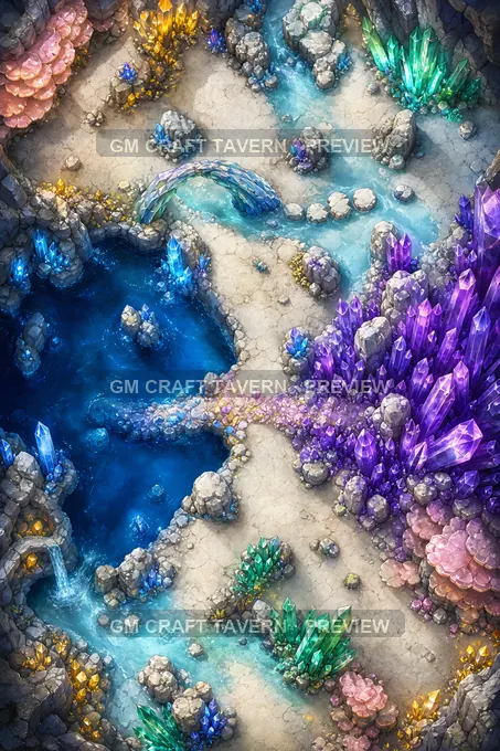 Crystal Caves And Prismatic Grottoes Grand Prismatic Landscape battlemap preview