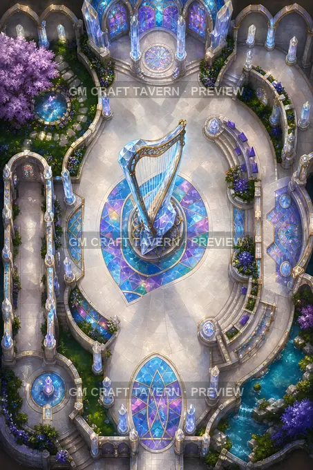 Crystal Harp Sanctum battlemap preview