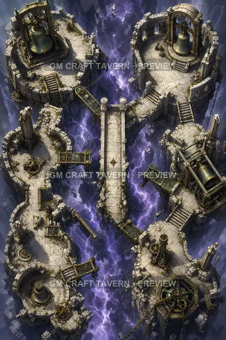 Forgotten Carillon Sanctuary Crossing battlemap preview