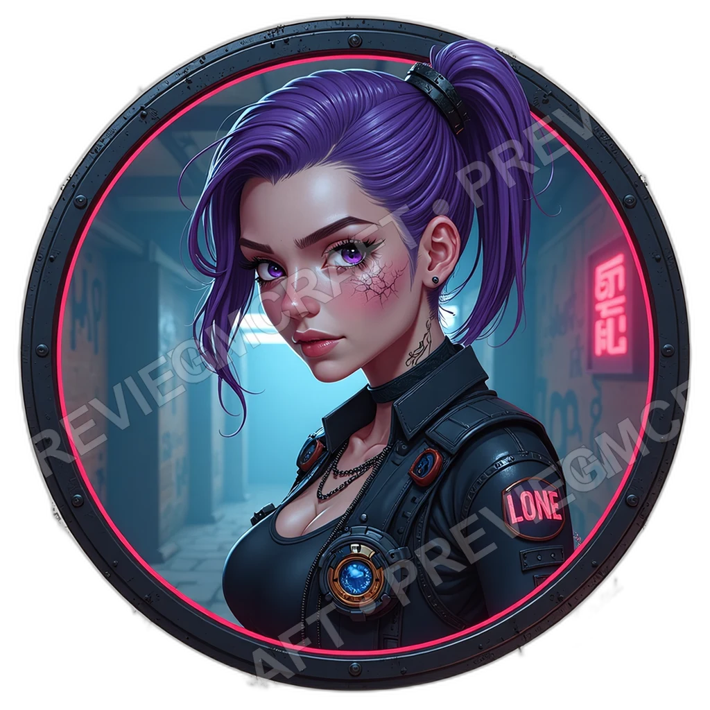 Armored Patrol Sergeant, Female, Riot Grade Exoshell, Badge Holo Projector, Scarred Throat Comm Mic, Foldout Net Trap, Police Security, ,Adult,1.8,, , 0001 top-down token preview