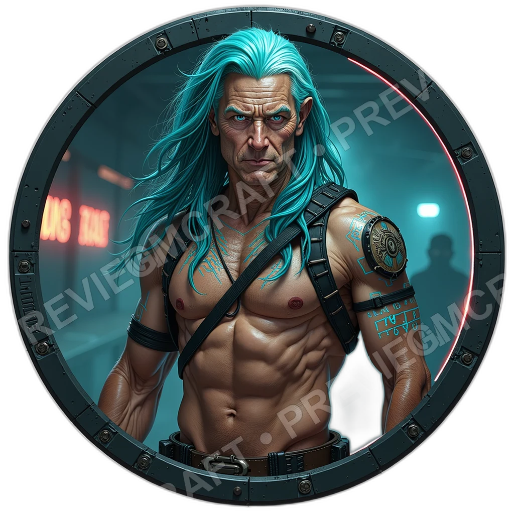 Riot Stabilizer Sergeant, Male, Reinforced Forearm Shield, Badge Holo Projector, Crowd Scan Collar, Police Security, ,Elder Very Old Person,1.8,, ,Ath 0001 top-down token preview