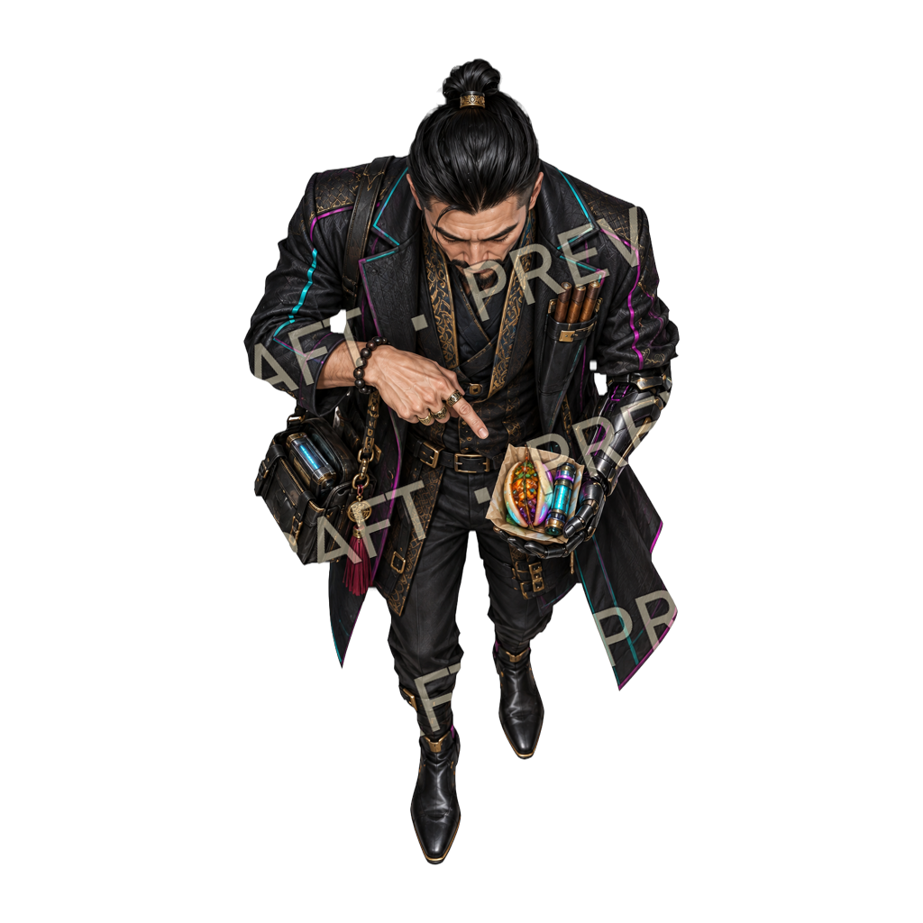 Neon Merchant top-down token preview