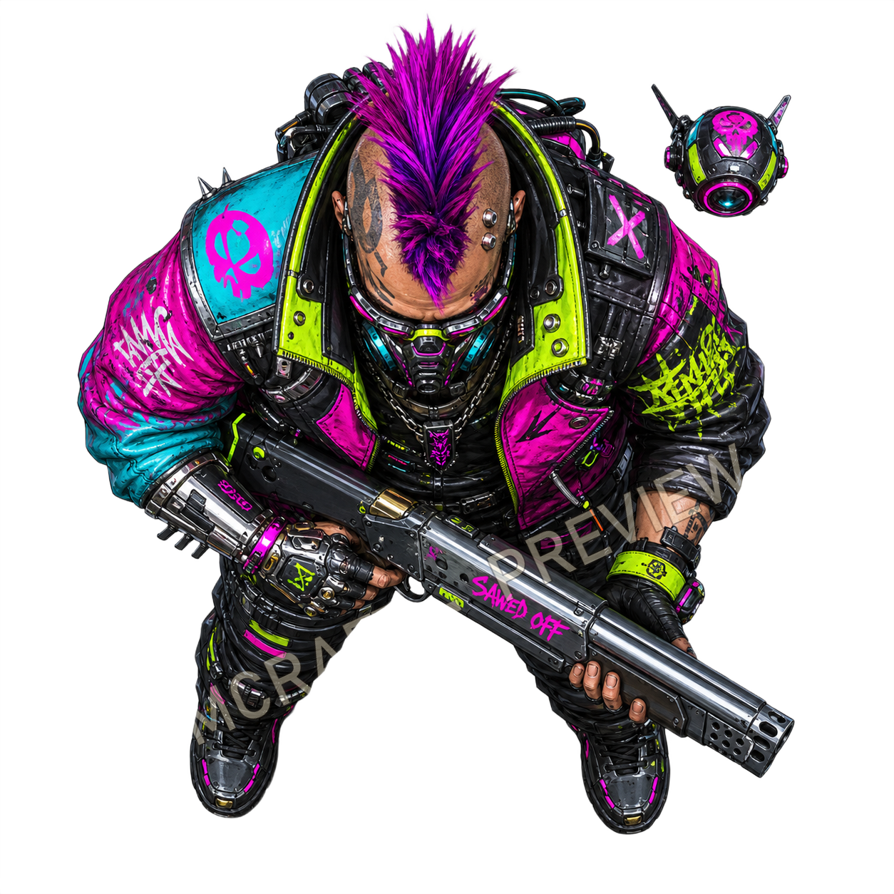 Sawed Off Gunner top-down token preview