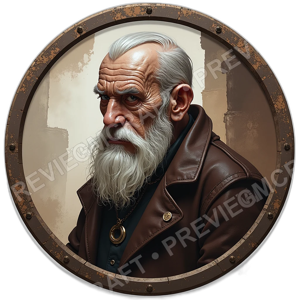 Market Raconteur, Male, Cracked Voice Amp, Folding Story Cards, Coin Stitched Satchel, Npcs, ,Elder Very Old Person,1.8,, ,Muscular Build,1.8,, ,Light 0001 top-down token preview
