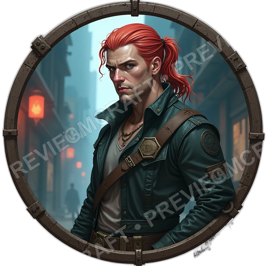 Market Storyteller, Male, Cracked Amp Throat, Folding Signboard, Coin Stitched Satchel, Npcs, ,,1.8,, ,Heavyset Build,1.8,, ,Coral Hair,1.8,, 0001 top-down token preview