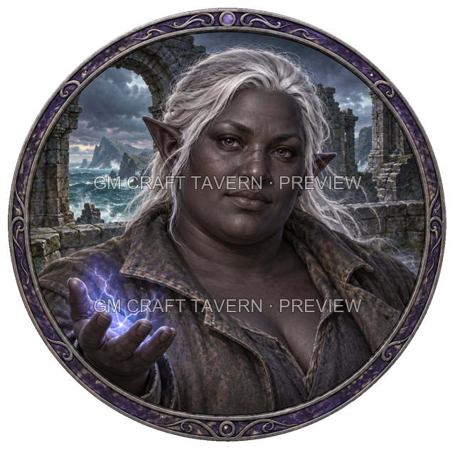 Aperçu du token vu du dessus de Besha Duskford - Ensorceleur