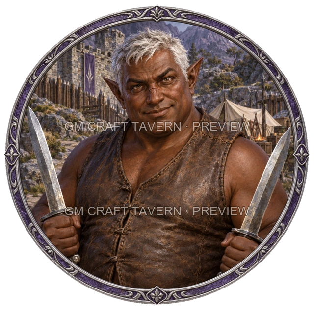Durg Clearwell - aperçu de token de combattant vu du dessus
