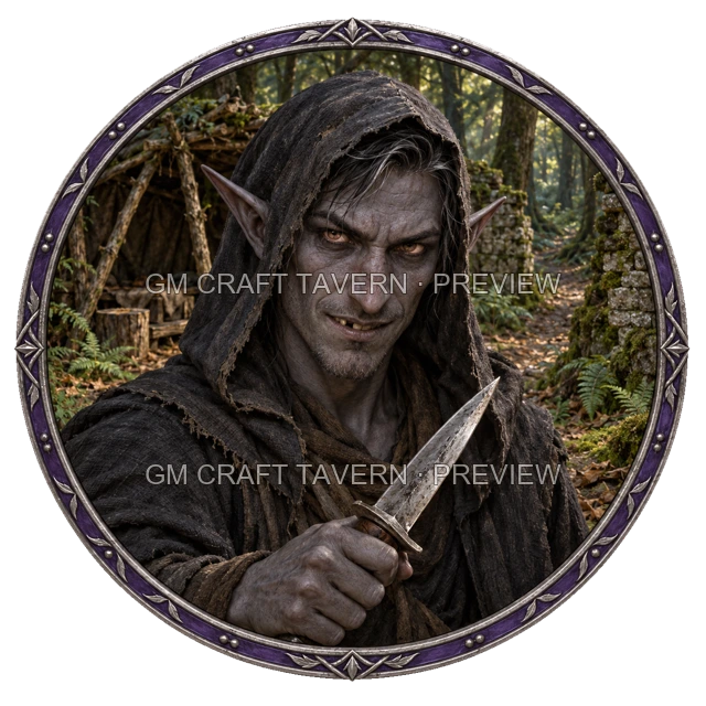Aperçu de token de brigand de grand chemin vu du dessus