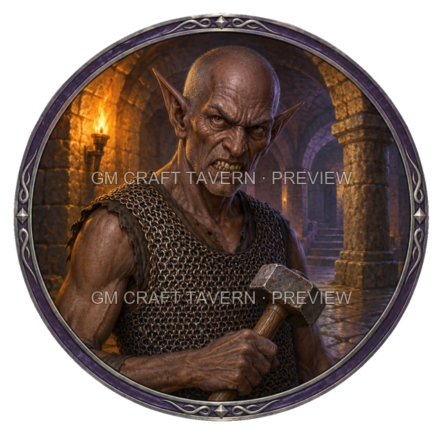 Aperçu de token d’homme de main de culte vu du dessus