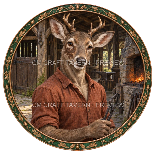 Varka Westmere - aperçu de token de forgeron vu du dessus
