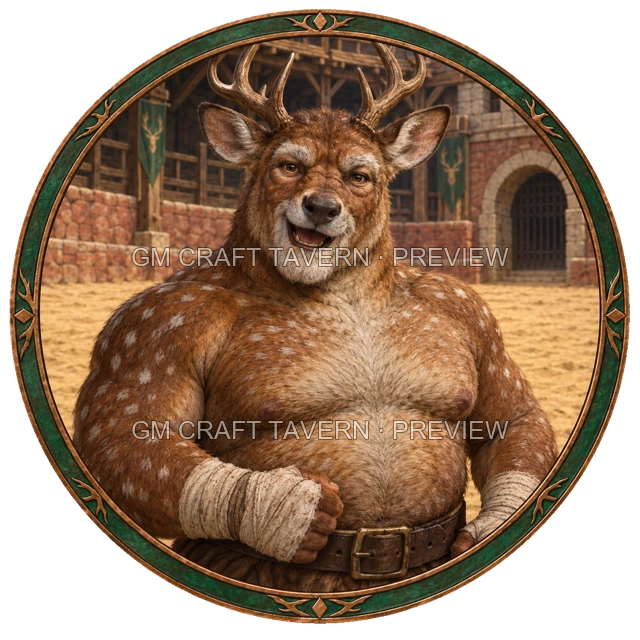 Morga Redcliff - aperçu de token de combattant vu du dessus