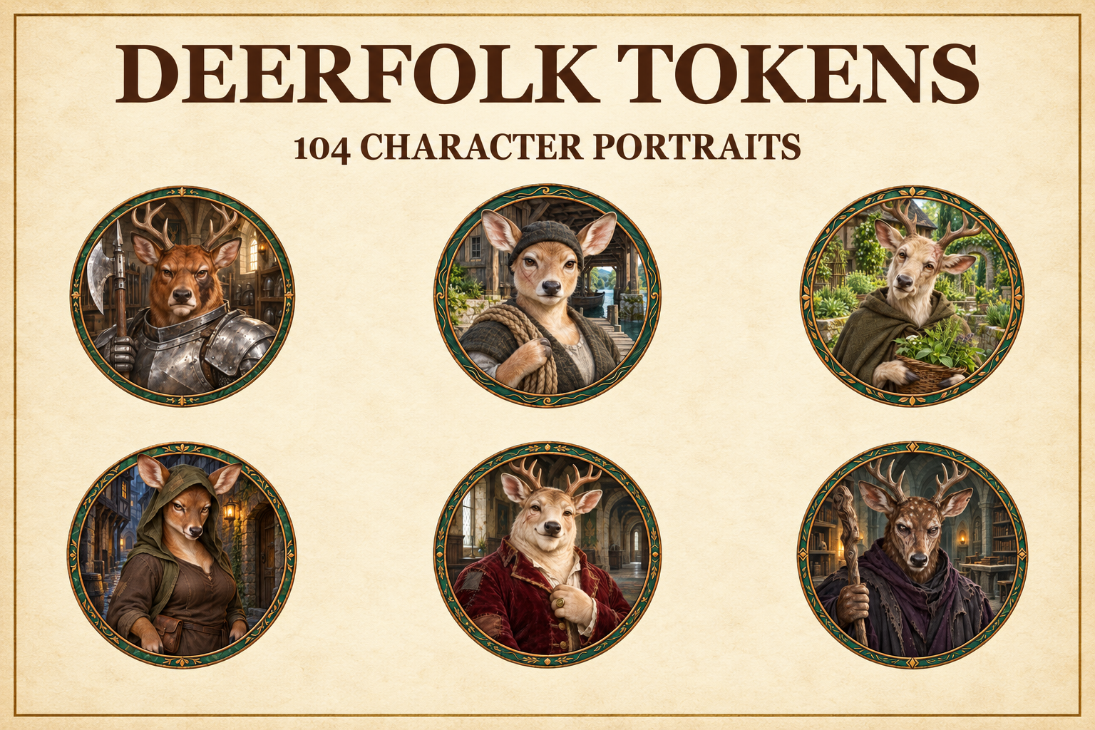 Aperçu du produit Tokens de personnages cervidés 1